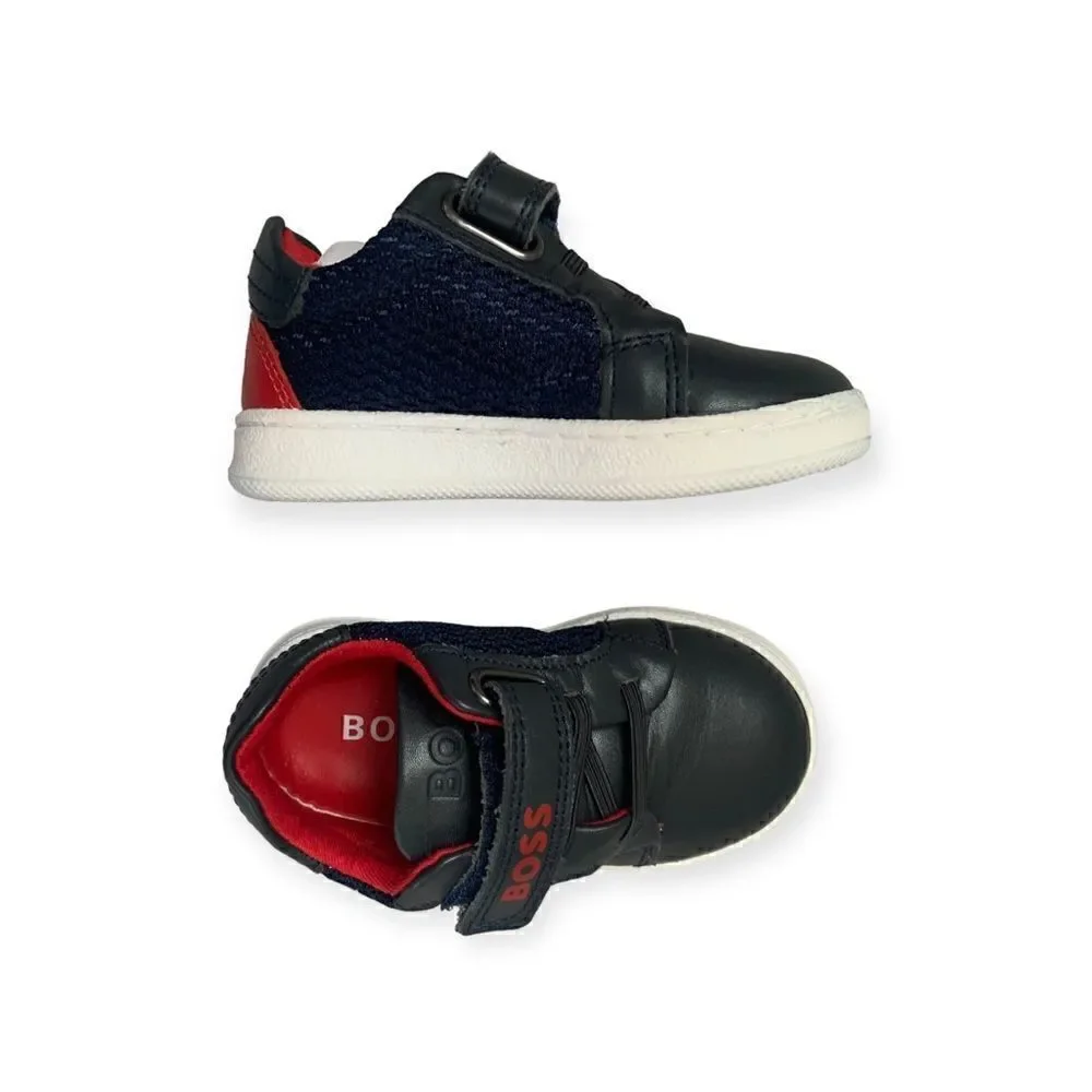 Hugo Boss velcro strap combo navy leather walkers crib shoes, size 19